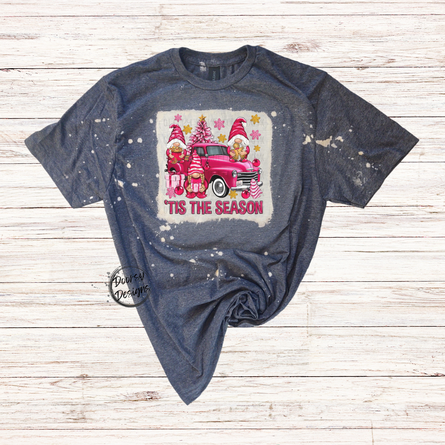 Gnomes Tis the Season Bleached Christmas Shirt