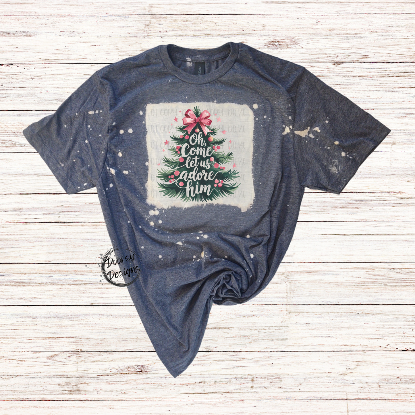 Oh Come Let Us Adore Him Bleached Christmas Shirt