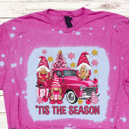 Gnomes Tis the Season Bleached Christmas Shirt