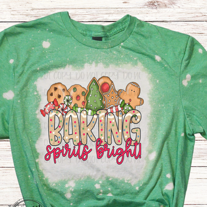 Baking Spirits Bright Bleached Christmas Shirt