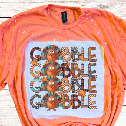 Gobble Gobble Bleached Thanksgiving Shirt