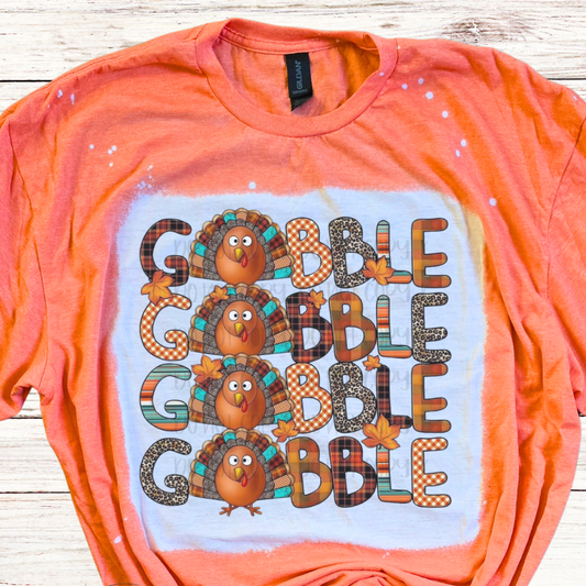 Gobble Gobble Bleached Thanksgiving Shirt