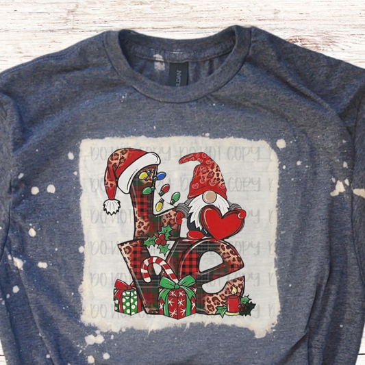 Gnome LOVE Christmas Bleached Shirt