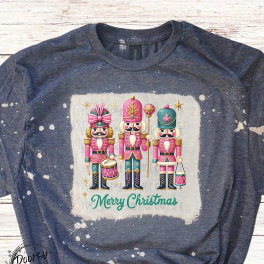 Nutcracker Bleached Merry Christmas Shirt