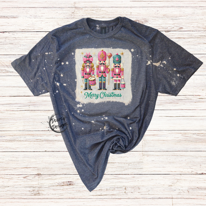 Nutcracker Bleached Merry Christmas Shirt