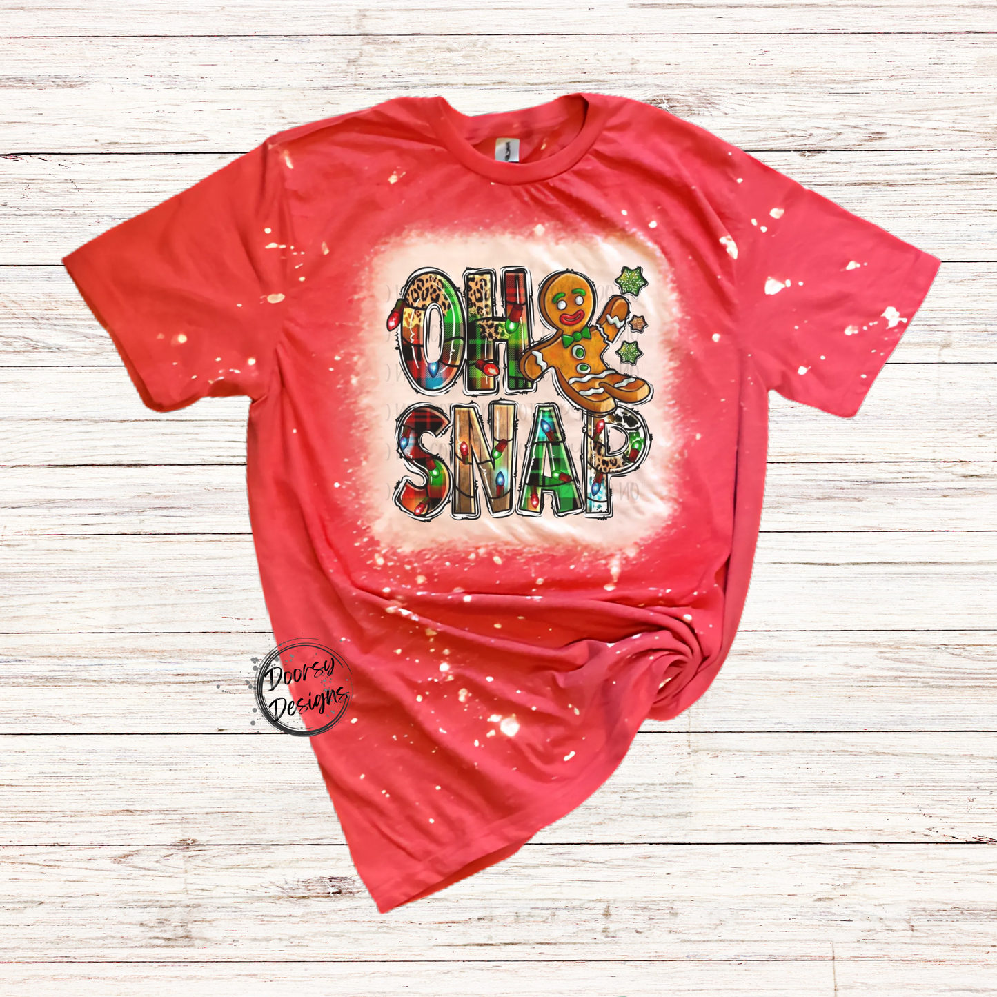 Oh Snap Gingerbread Man Bleached Christmas Shirt