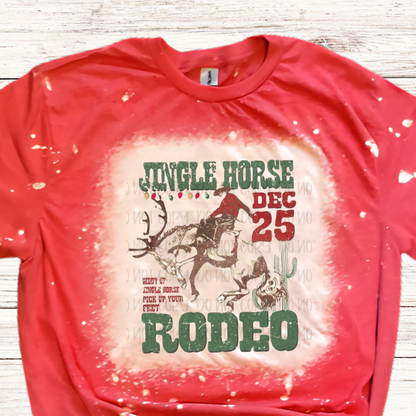 Jingle Horse Bleached Rodeo Christmas Shirt