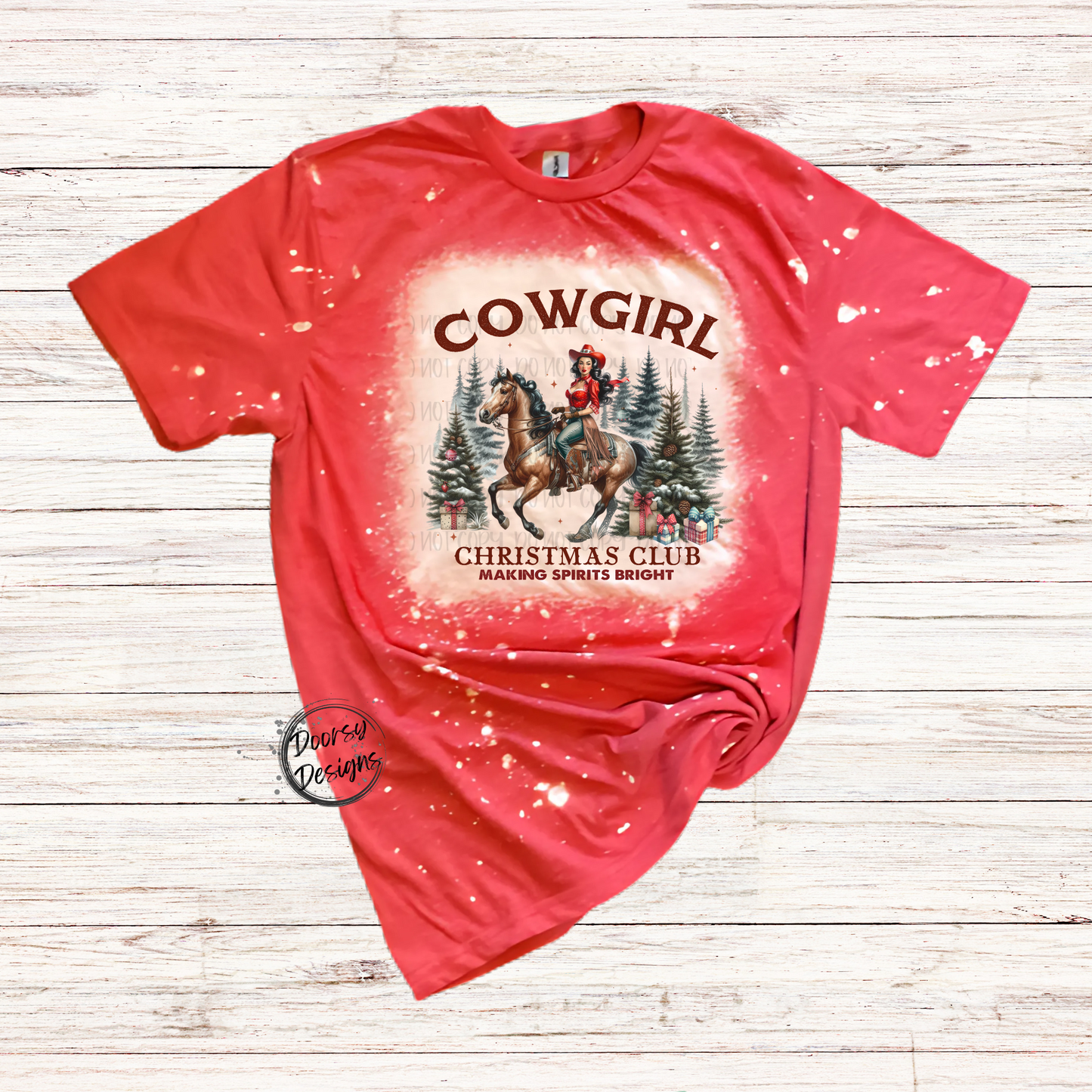 Cowgirl Christmas Club Bleached Shirt