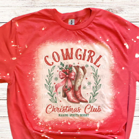 Cowgirl Christmas Club Bleached Shirt