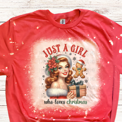 Just a Girl who Loves Christmas Bleached Shirt