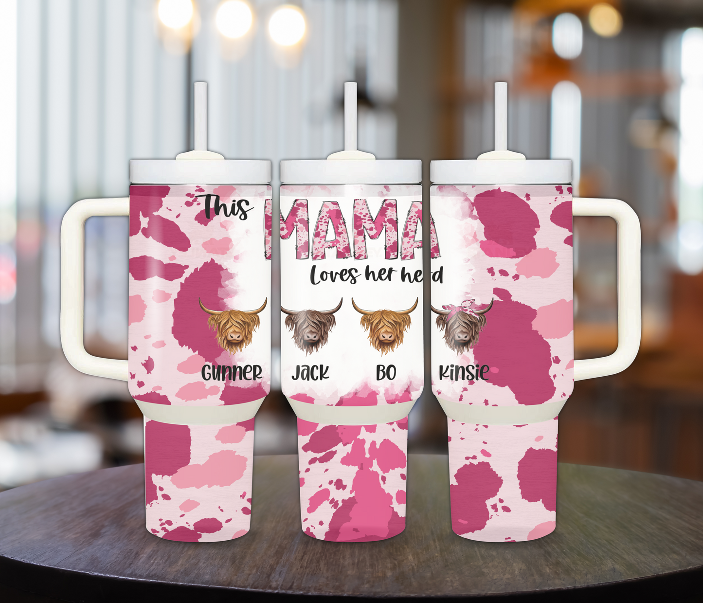 CUSTOM 40oz This MAMA Loves her herd Pink or Black Version 40oz Sublimation Tumbler