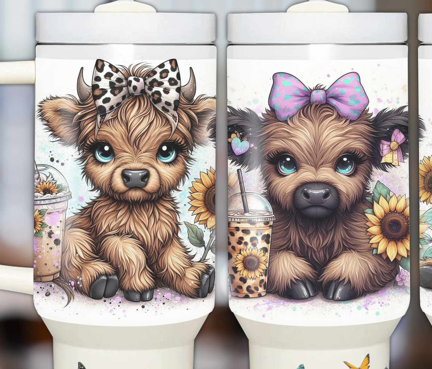 Baby Highlander Cows with Iced Coffee 40oz Sublimation Tumbler