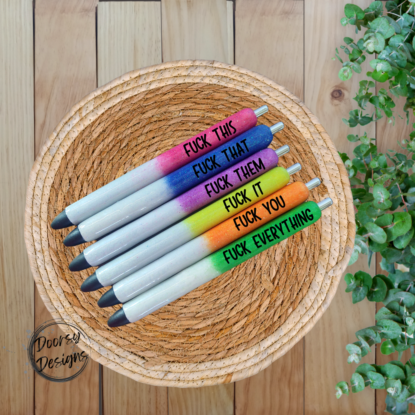 Curse Word Glitter Epoxy Pens, FUCK Pen Set