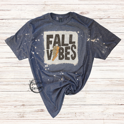 Fall Vibes Bleached Shirt w Lightning Bolt