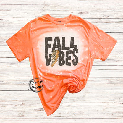 Fall Vibes Bleached Shirt w Lightning Bolt