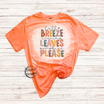 Fall Breeze Crunchy Leaves Bleached Shirt