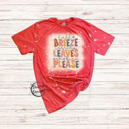 Fall Breeze Crunchy Leaves Bleached Shirt