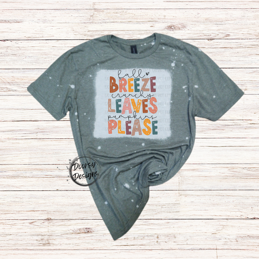 Fall Breeze Crunchy Leaves Bleached Shirt