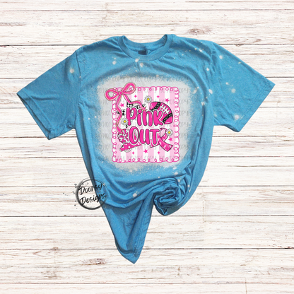 Pink Out Bow with Stripes Bleached Shirt