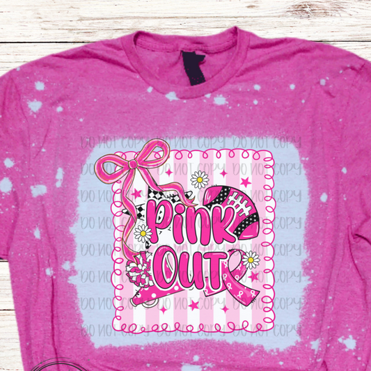 Pink Out Bow with Stripes Bleached Shirt