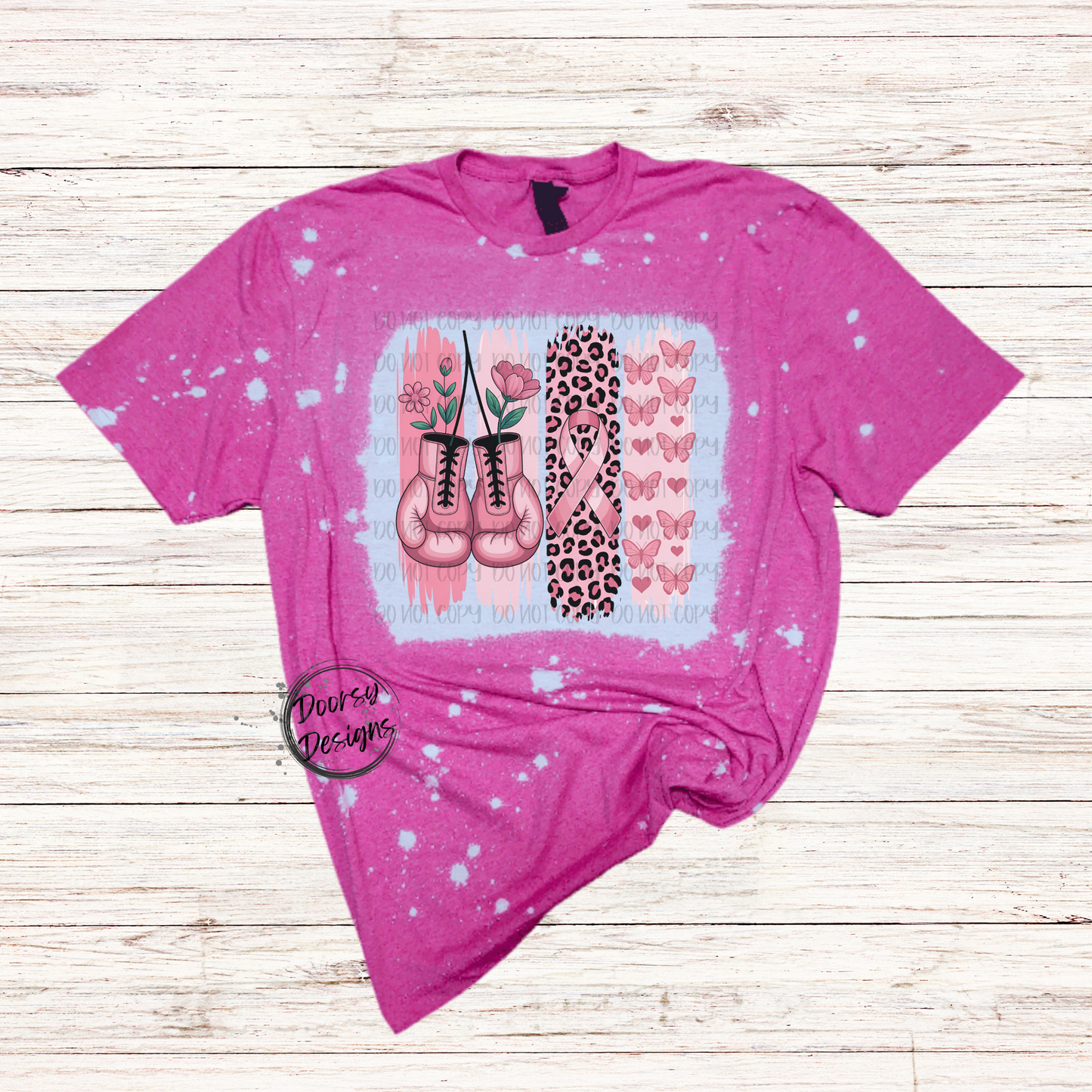 Butterflies and Boxing Gloves Bleached Breast Cancer Shirt