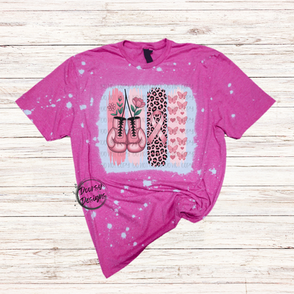Butterflies and Boxing Gloves Bleached Breast Cancer Shirt
