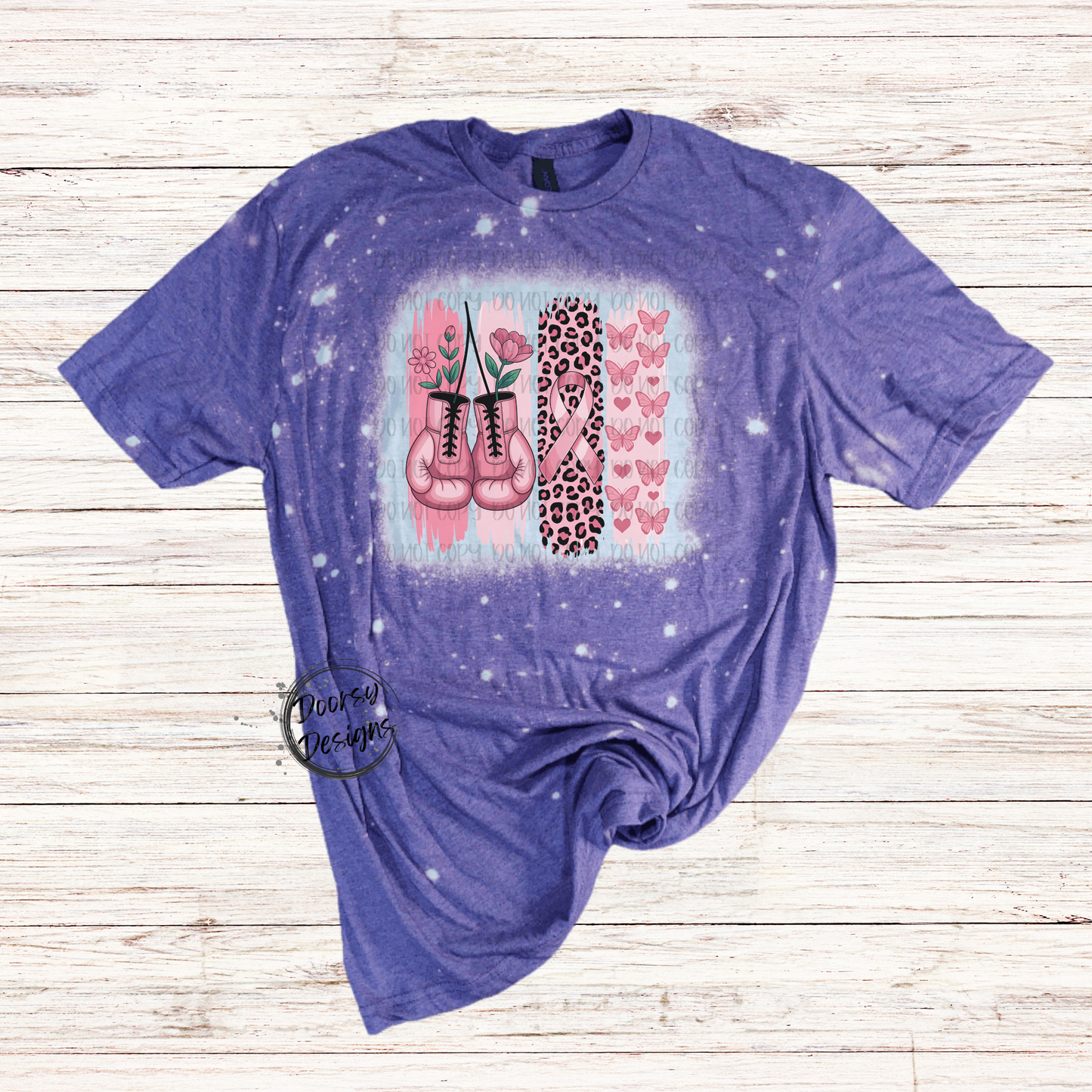 Butterflies and Boxing Gloves Bleached Breast Cancer Shirt