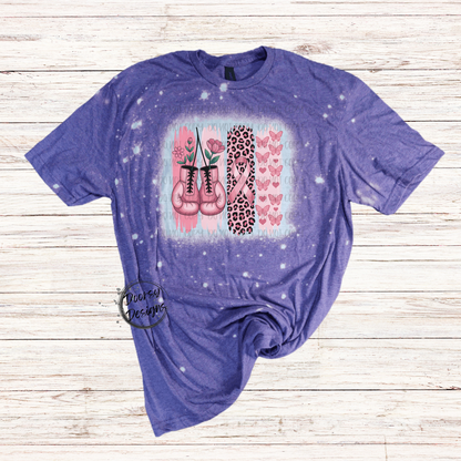 Butterflies and Boxing Gloves Bleached Breast Cancer Shirt