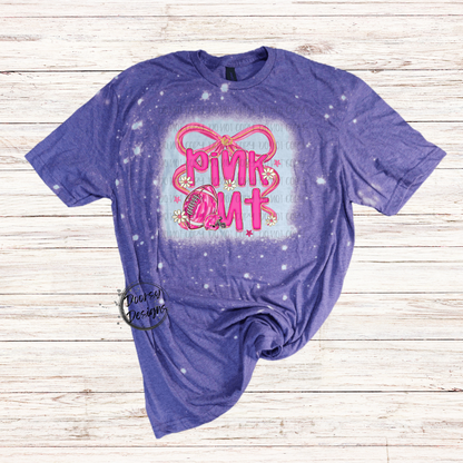 Pink Out Bow w Brushstroke Football Bleached Shirt
