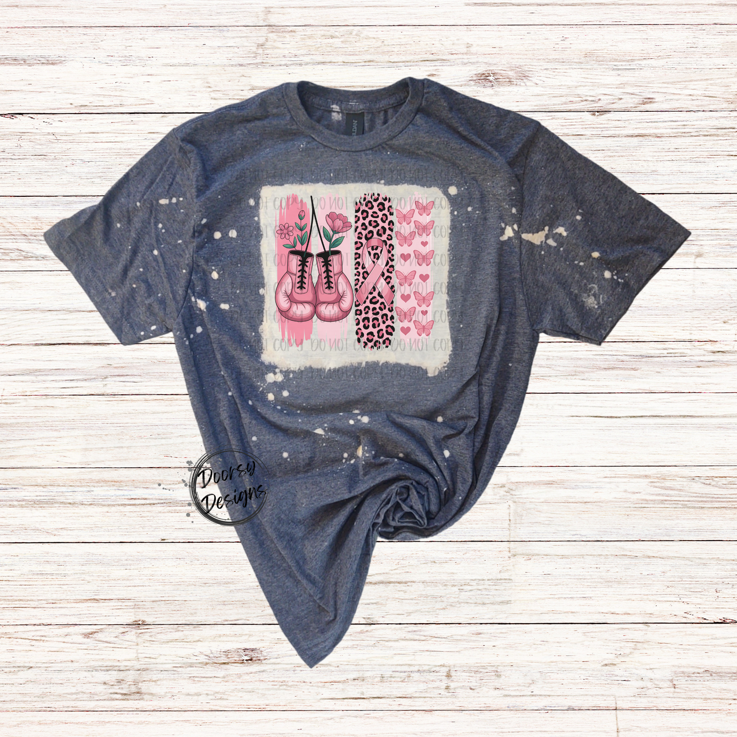 Butterflies and Boxing Gloves Bleached Breast Cancer Shirt