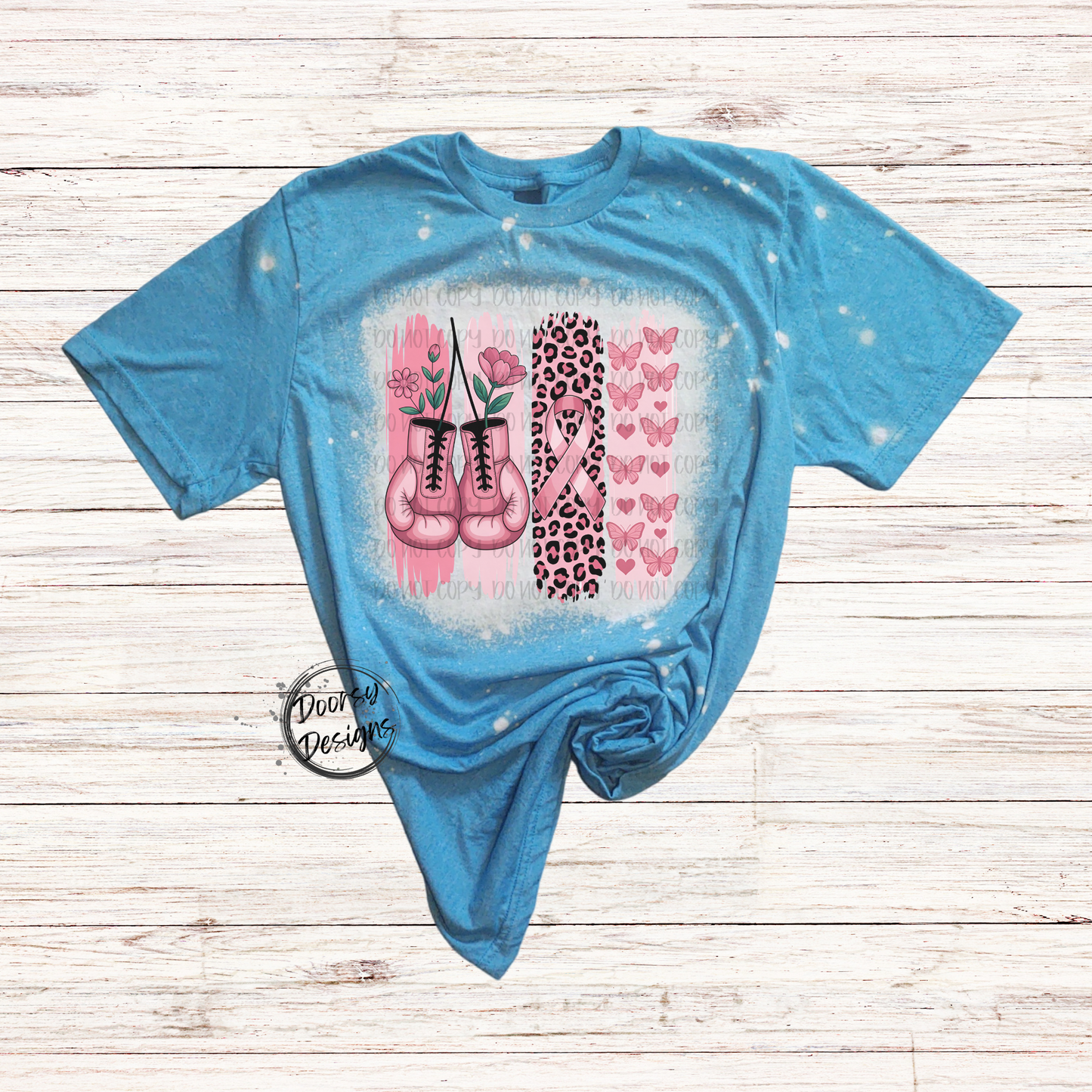 Butterflies and Boxing Gloves Bleached Breast Cancer Shirt