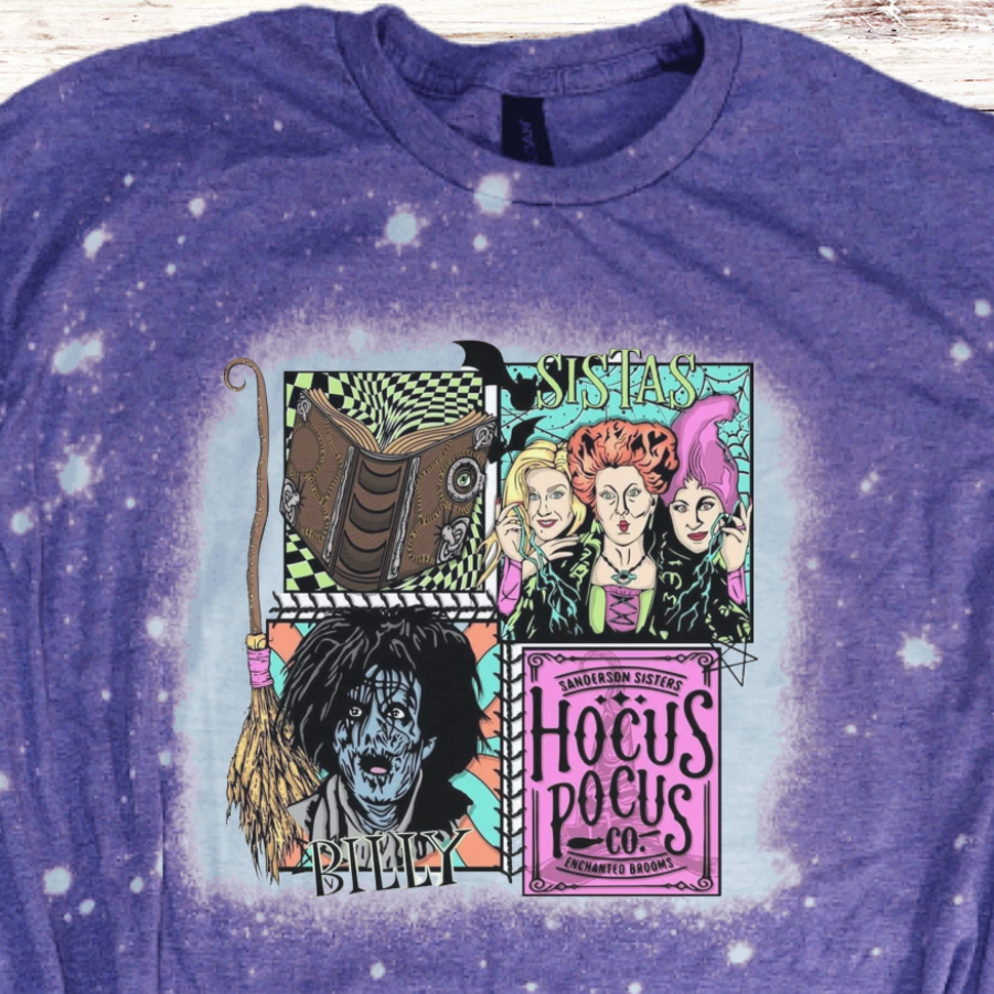 Three Witch Sistas Bleached Halloween Shirt