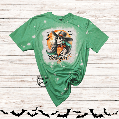 Cowgirl Skeleton Bleached Halloween Shirt