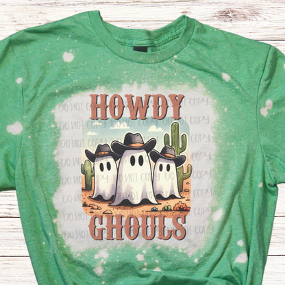 Howdy Ghouls Bleached Shirt with Cowboy Ghosts