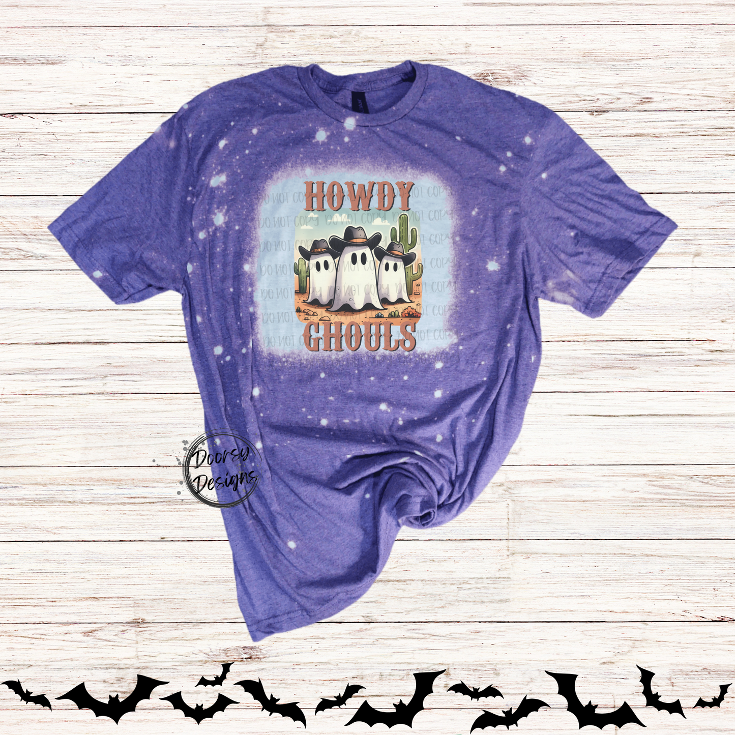 Howdy Ghouls Bleached Shirt with Cowboy Ghosts