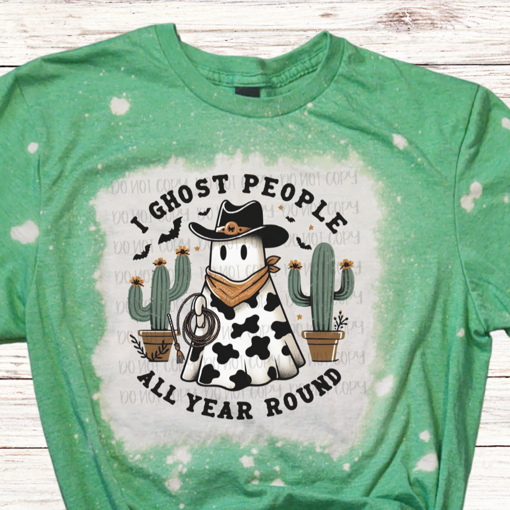 I Ghost People All Year Long Bleached Halloween Shirt