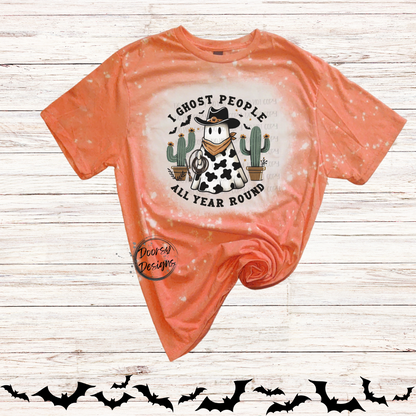 I Ghost People All Year Long Bleached Halloween Shirt