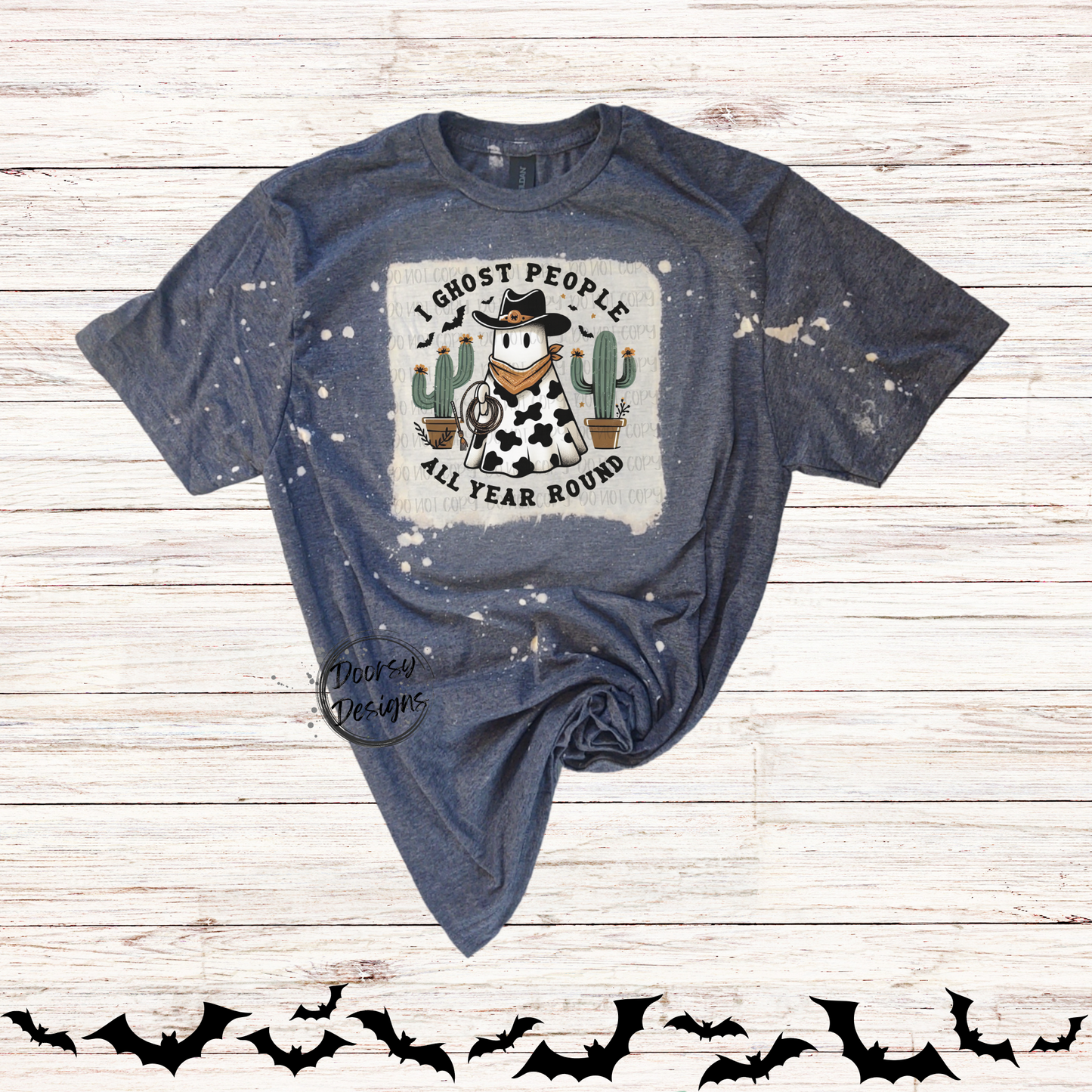 I Ghost People All Year Long Bleached Halloween Shirt