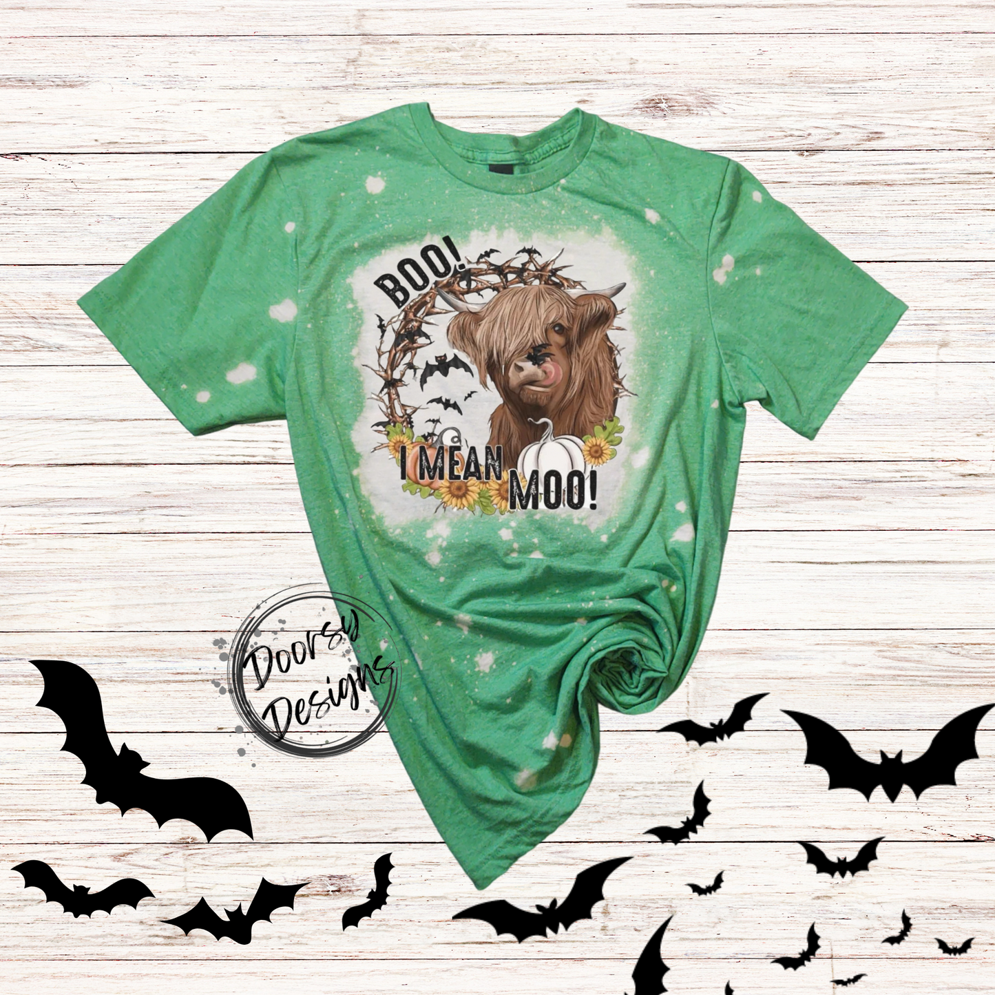 Boo I Mean MOO Bleached Halloween Shirt