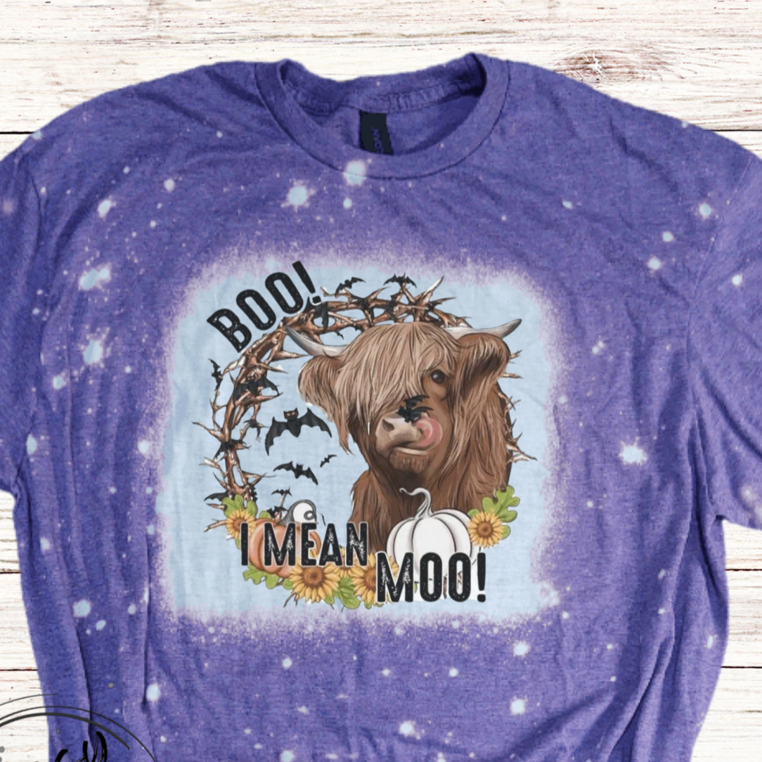 Boo I Mean MOO Bleached Halloween Shirt