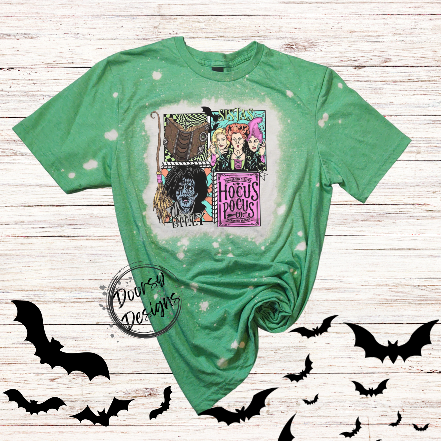 Three Witch Sistas Bleached Halloween Shirt