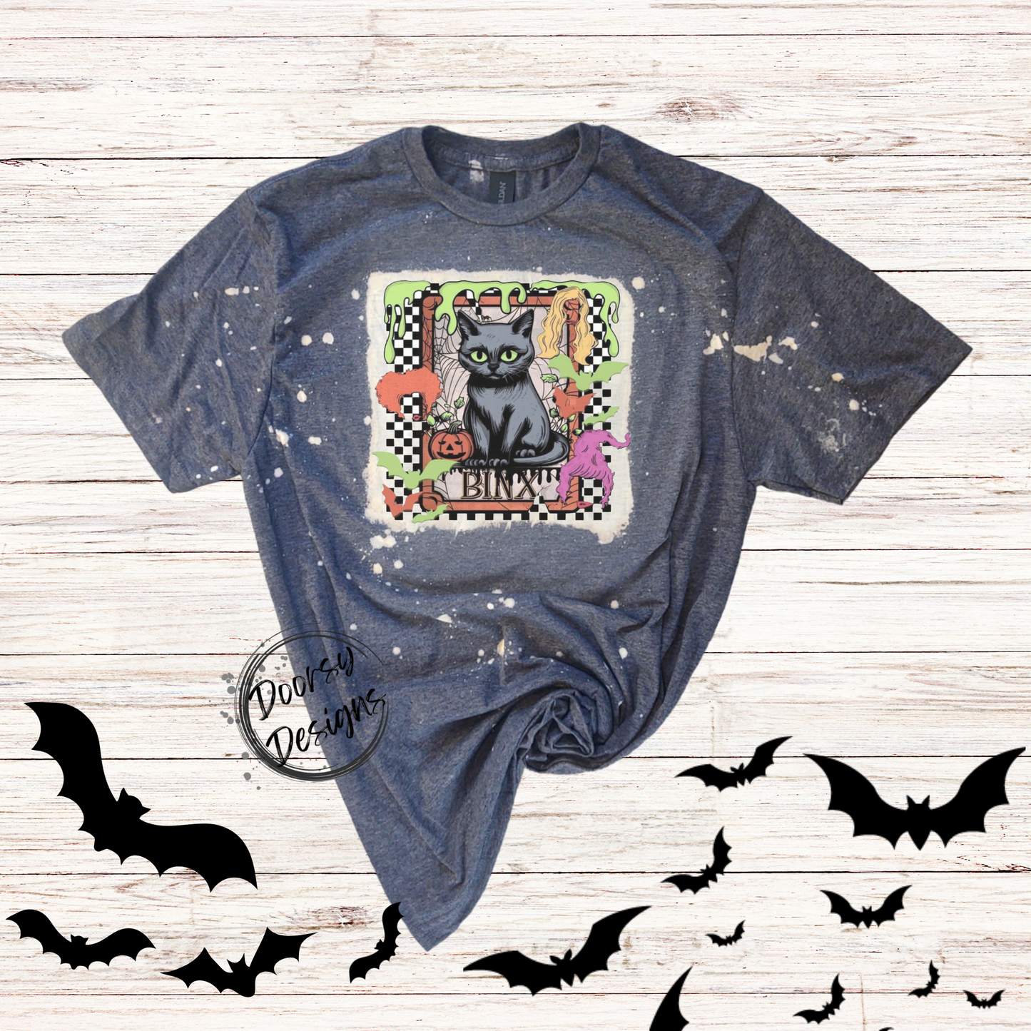 Binx Bleached Halloween Shirt with 3 Witch Sisters