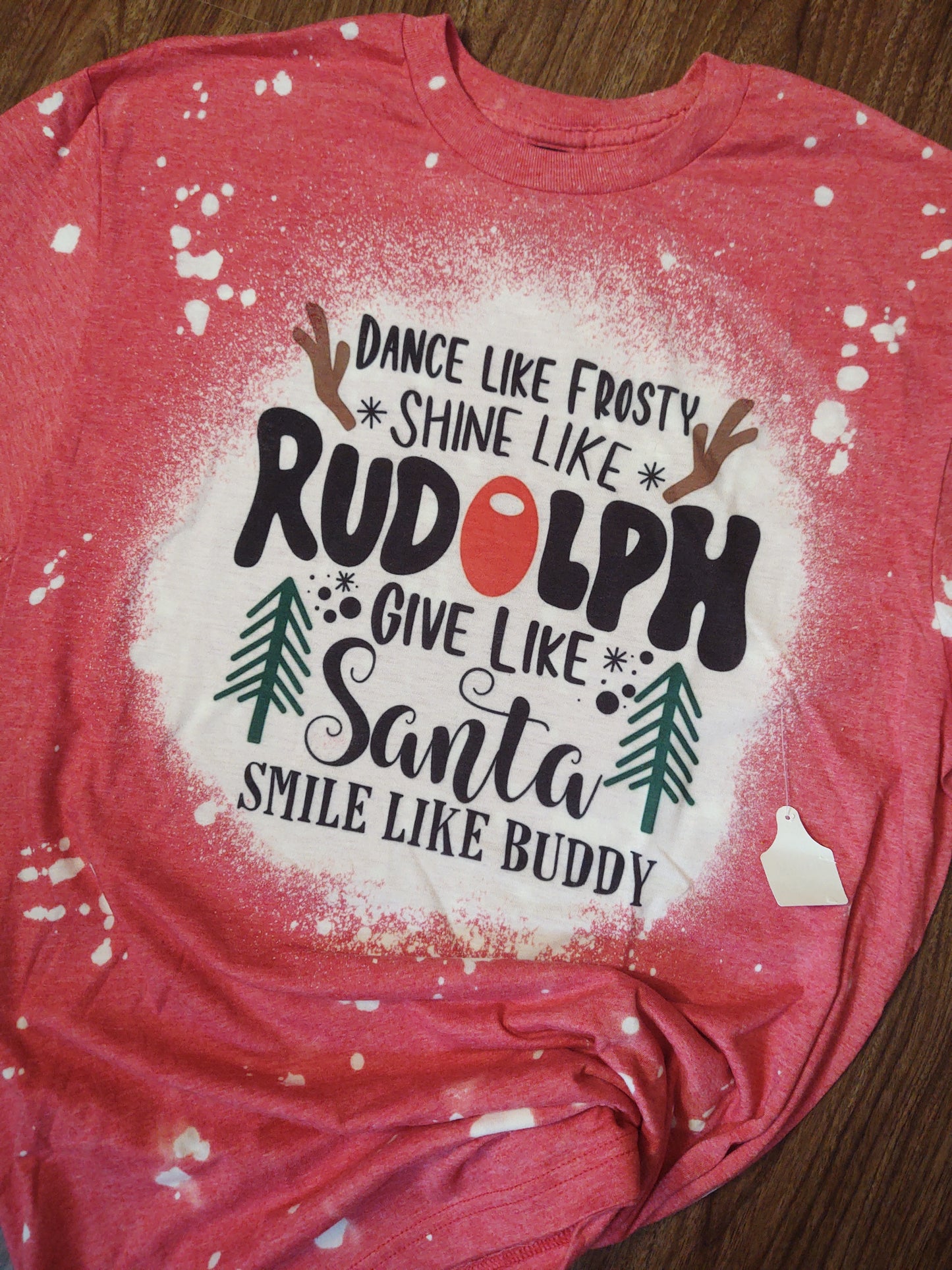 RTS Shine Like Rudolph Red Bleached Christmas T-Shirt