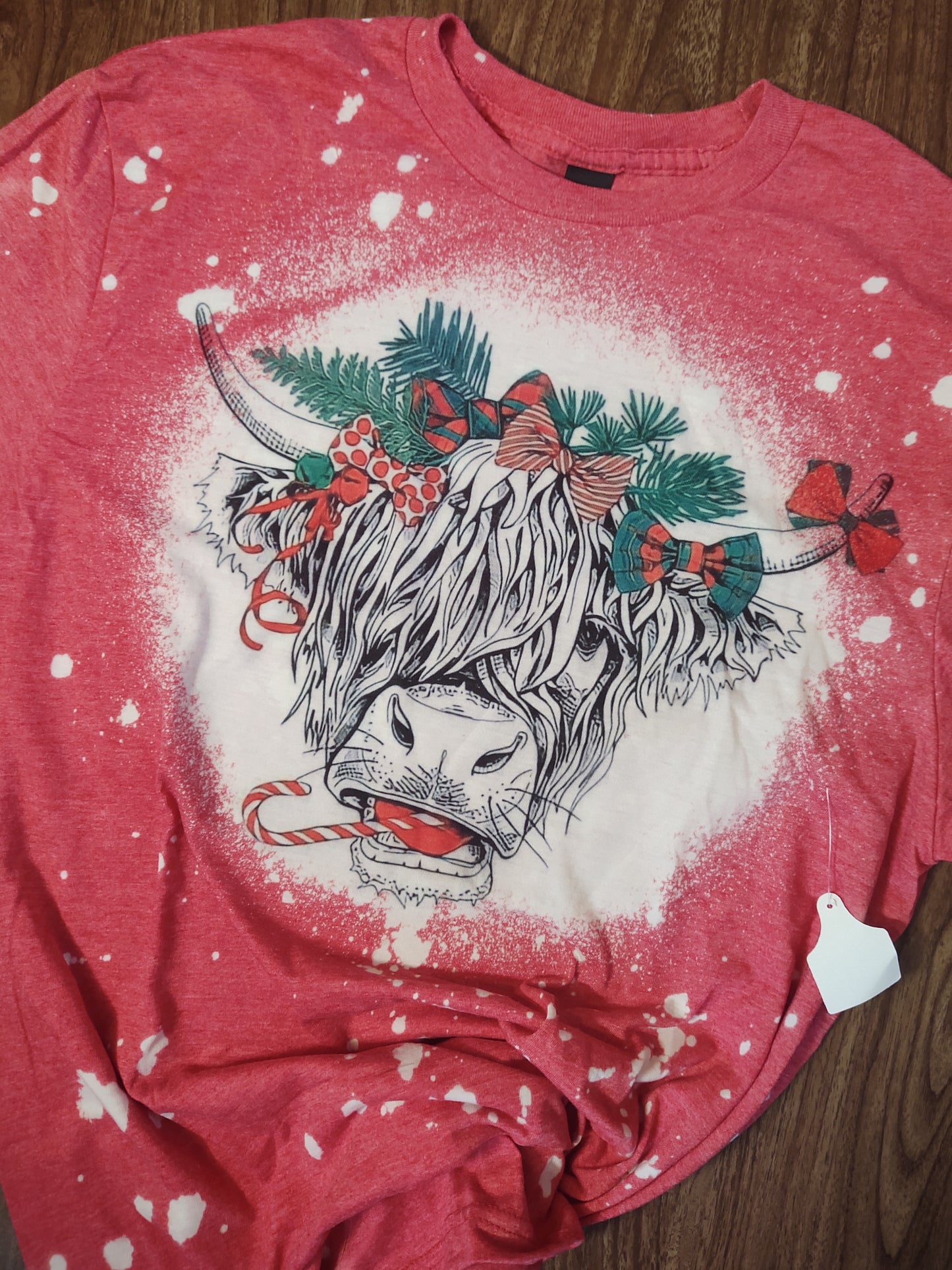 RTS Festive Highlander Cow Red Christmas T-Shirt