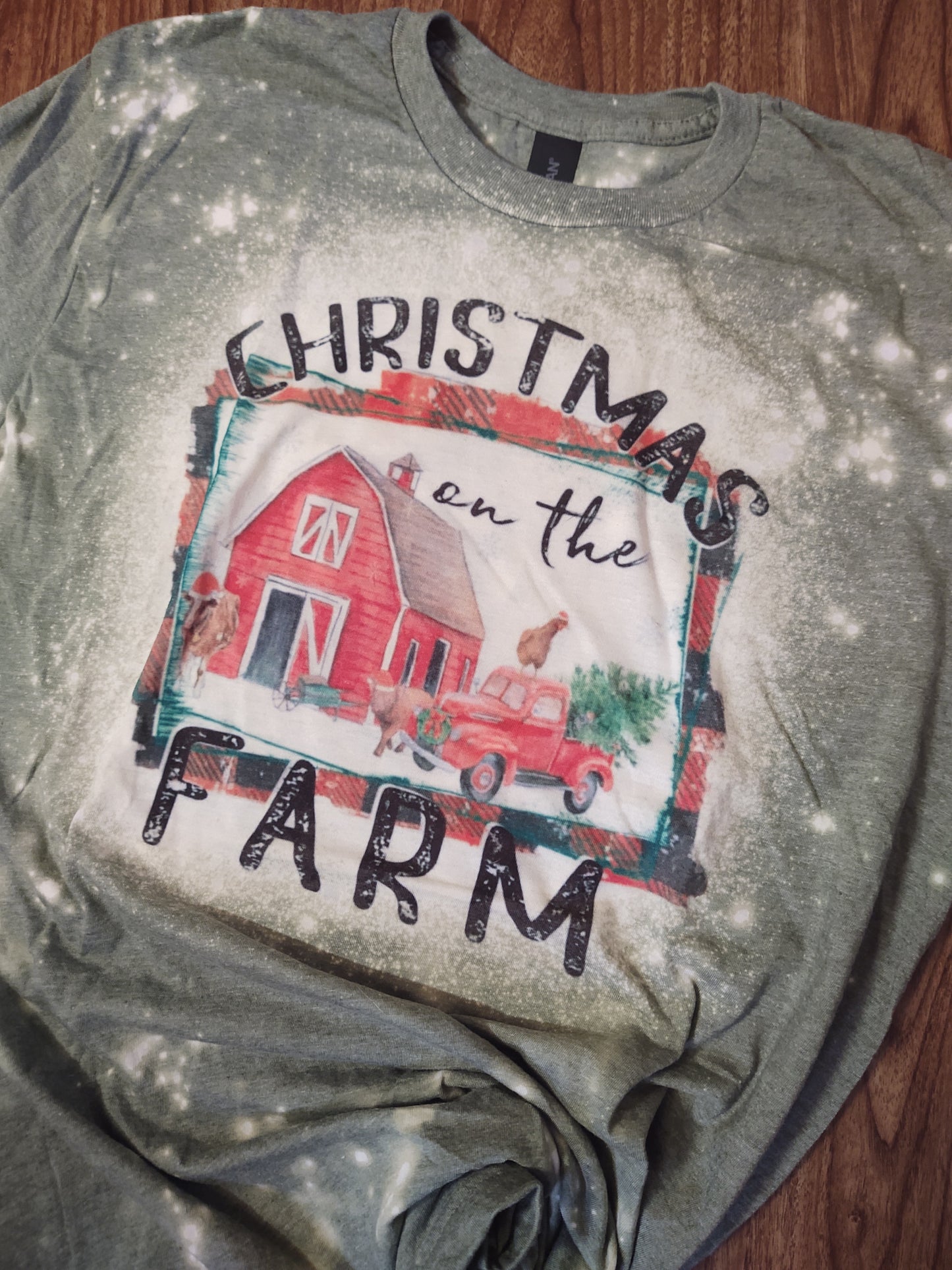 RTS Christmas on the Farm T-Shirt in Military Green