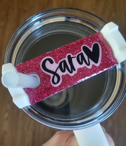 Glitter Name Tag for 40 oz Tumbler Lid