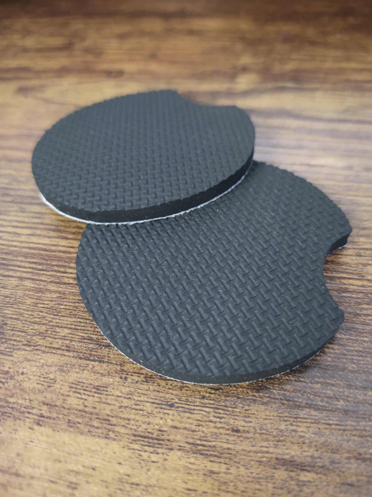 Black and Gray Cowhide Pattern Car Coaster Set of 2