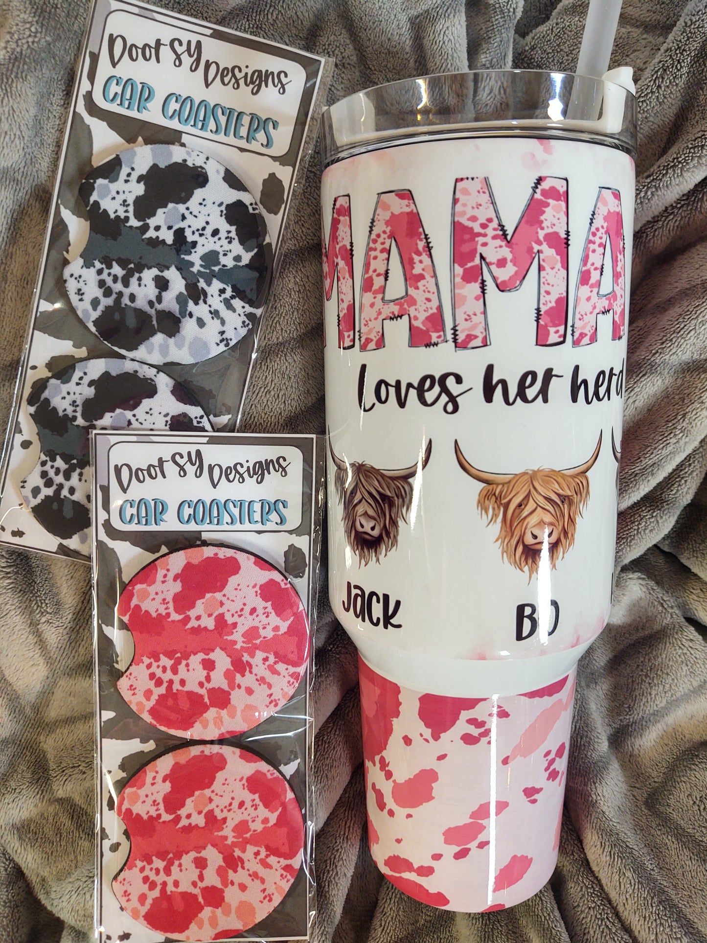 CUSTOM 40oz This MAMA Loves her herd Pink or Black Version 40oz Sublimation Tumbler