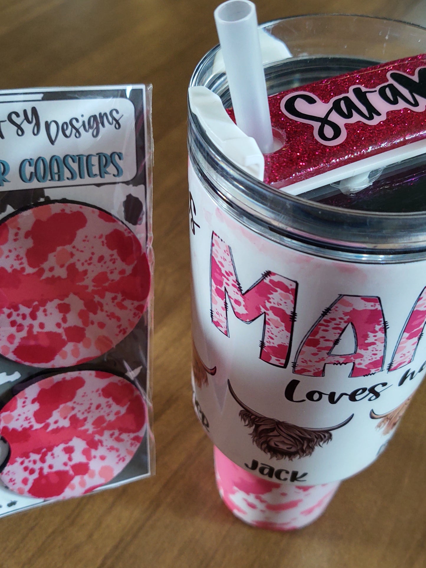 CUSTOM 40oz This MAMA Loves her herd Pink or Black Version 40oz Sublimation Tumbler