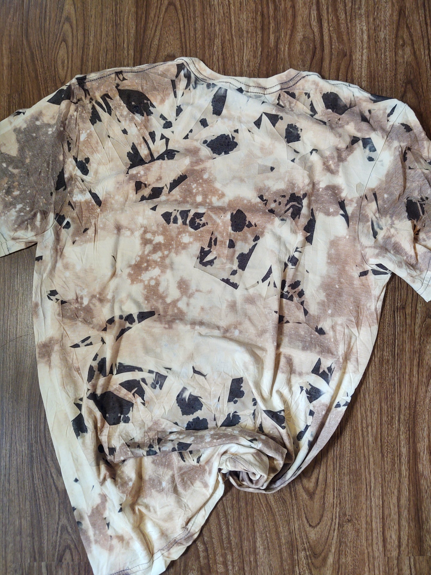 MEDIUM RTS Cowhide Junkie Bleached T-Shirt with Pressed Cow print Dye